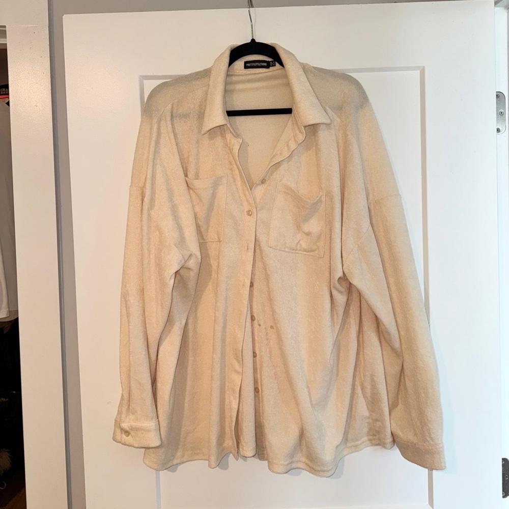 PrettyLittleThing Beige Button Down Shirt